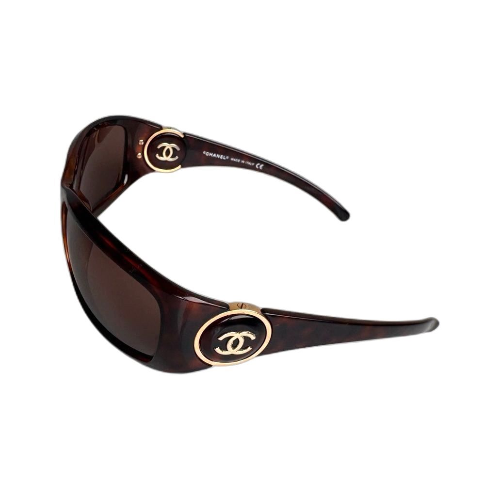 Vintage Y2K Chanel 6030 Tortoise CC Logo Sunglasses Brown Gold Logo Italy - Picture 5 of 16